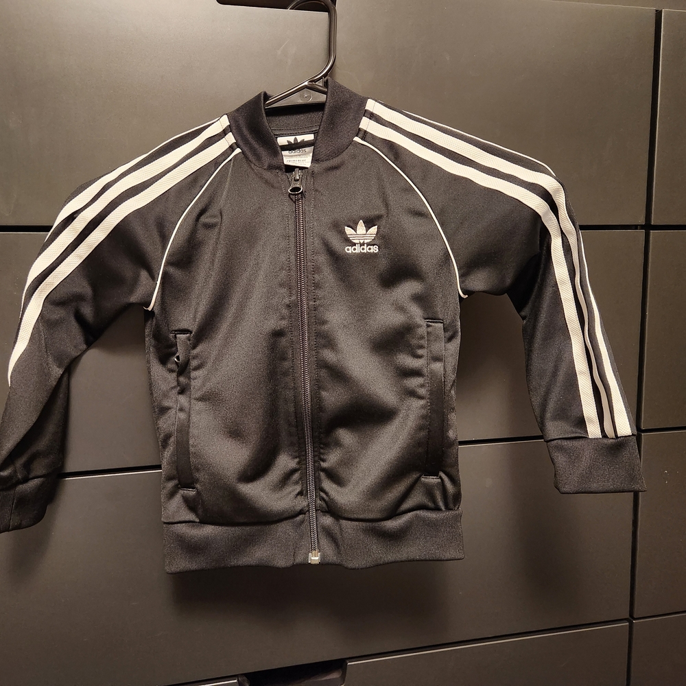 Adidas Black Track Jacket with White Stripes